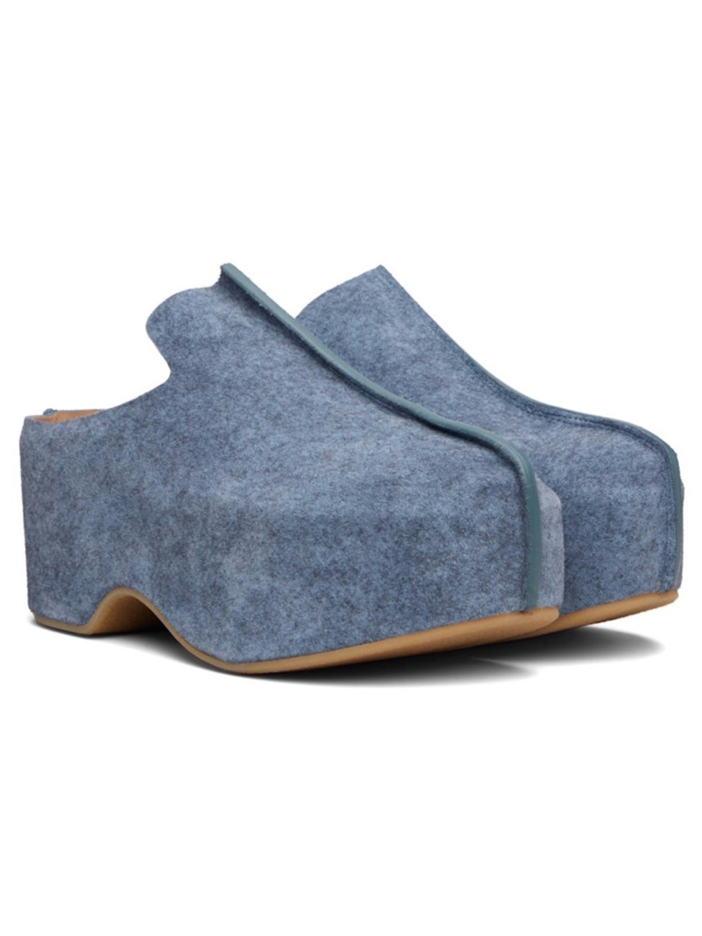 J W Anderson Blistered Suede Clogs Women’s Platform Clog Mules in Heather Blue